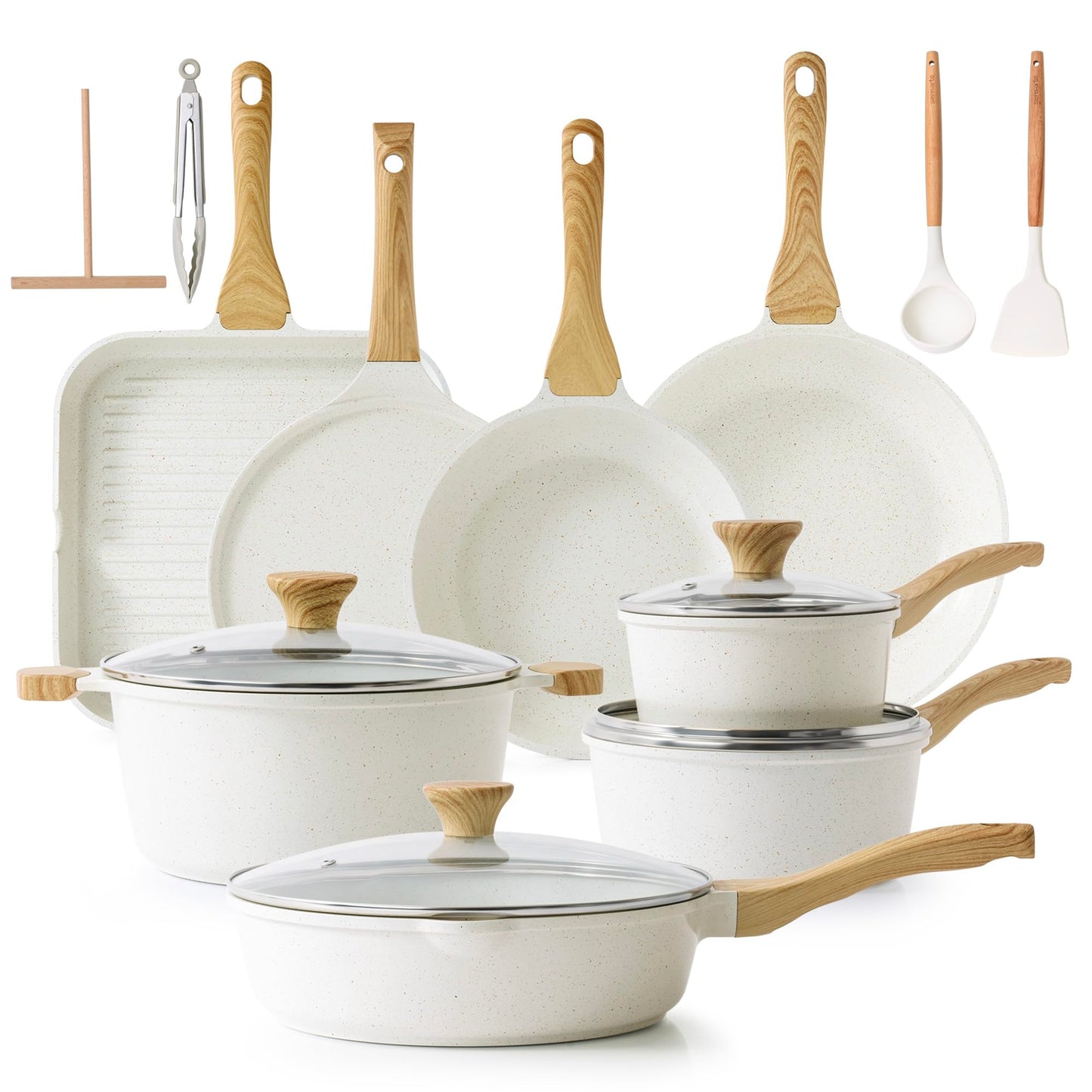 SENSARTE 23 PCS Nonstick Ceramic Cookware Set, PFAS/PFOA Free, Induction