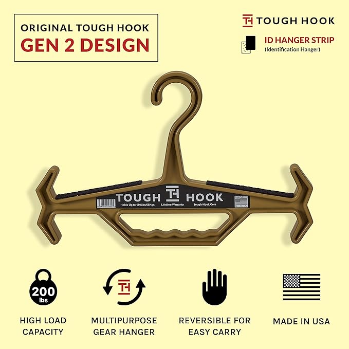 Tough Hook Gen2 Heavy Duty Hanger, Tan, 3 Pieces, Plastic, 200 lbs Load Capacity