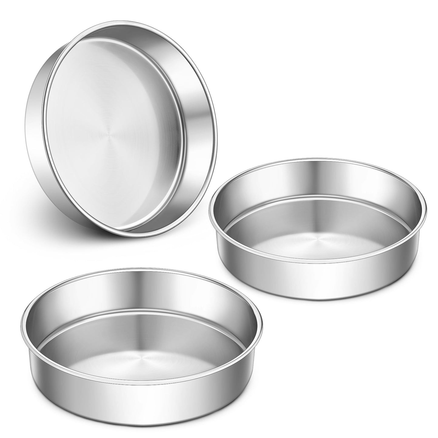 LIANYU 6 inch Cake Pans for Baking, Round Cake Pan Set of 4, Nonstick Stainless Steel Baking Tin Bakeware for Birthday Wedding Party, Non Toxic Coating, 3 Inch Deep