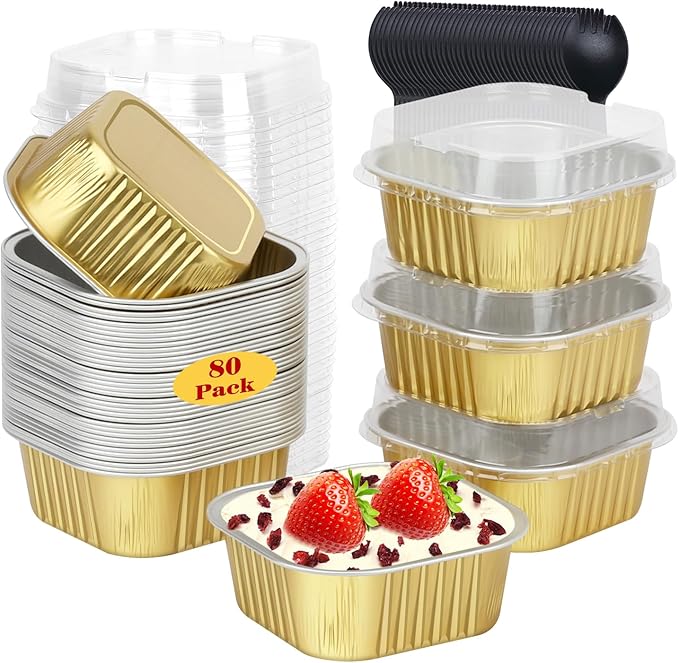LNYZQUS 5oz Mini Cake Pans with Lids, Individual Brownie Tins 120 Pack