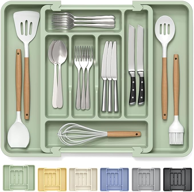 Caperci Large Silverware Organizer Tray for Kitchen Drawer Utensils Thicker