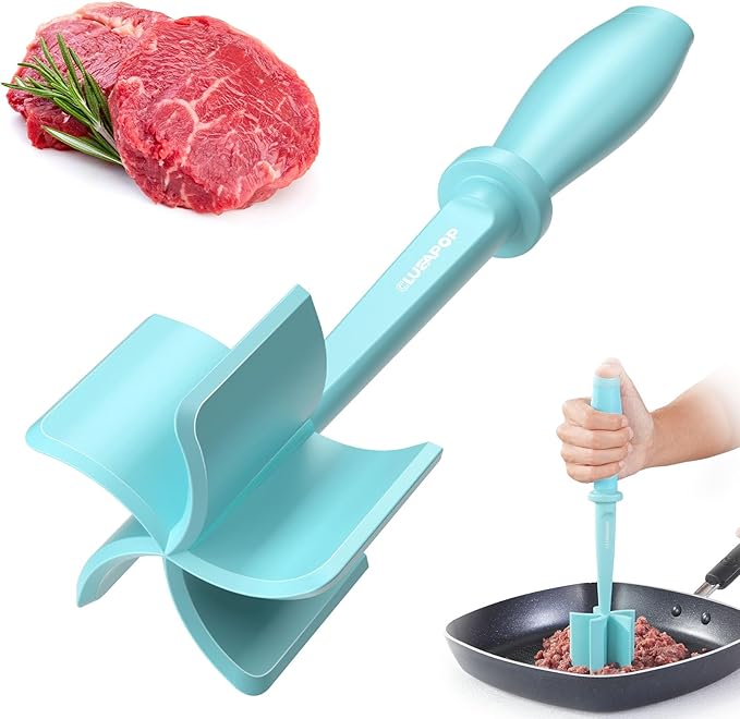 CLUEAPOP Heat Resistant Nylon Meat Chopper and Potato Masher, Safe for Non-Stick Cookware, 11-Inch,Heat Resistant Meat Masher for Hamburger Meat, Ground Beef Smasher, Potato Masher Tool