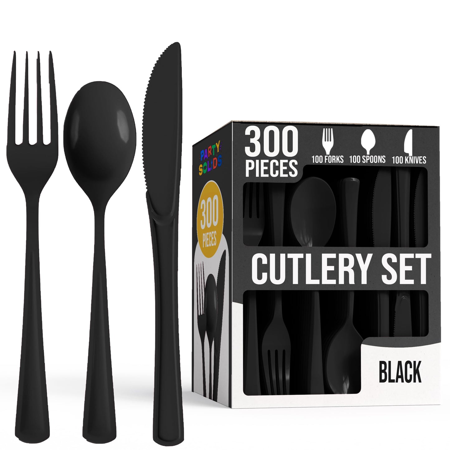Party Solids Dark Blue Plastic Silverware 300 Pcs Dark Blue Cutlery Set