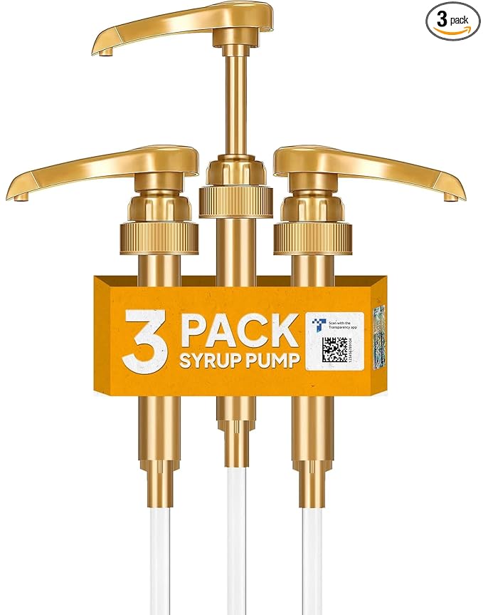 3-Pack Gold Coffee Syrup Pump Fits 750ml Bottle