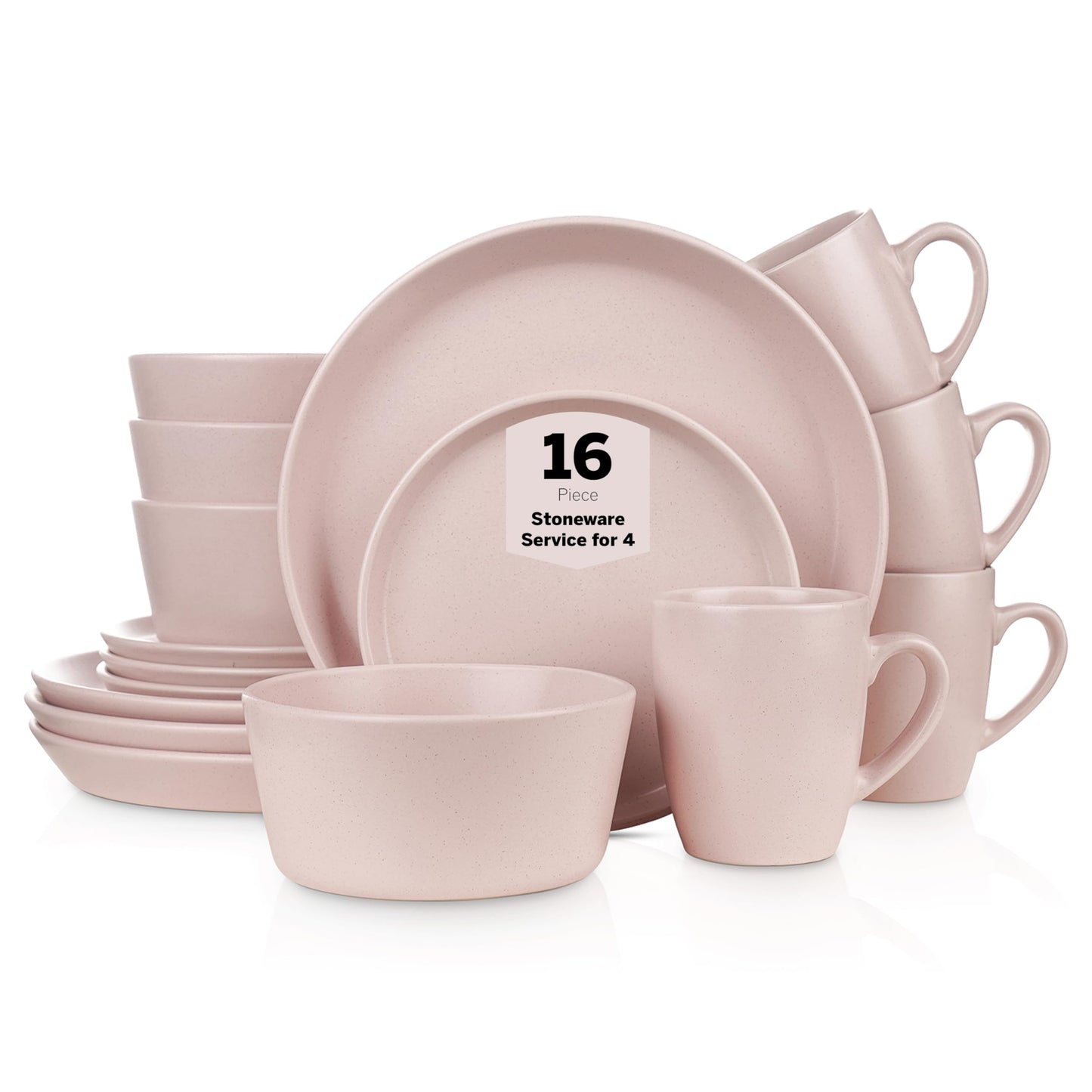 Stone Lain Albie Stoneware 32-Piece Modern Dinnerware Set, Kitchen Plates and Bowls Sets, Service for 8, Blue and Black, Microwave & Dishwasher Safe