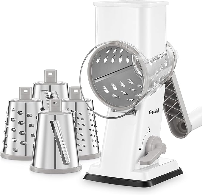 Geedel Upgraded Rotary Cheese Grater Hand Crank, Vegetable Shredder Slicer