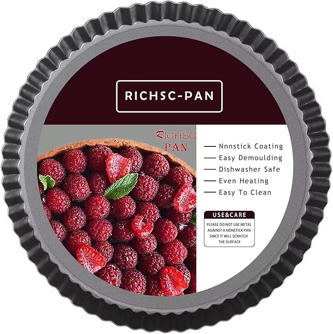 RICHSC-PAN Tart Pan, 9 Inch Tart Pans, Non-Stick Removable Loose Bottom.