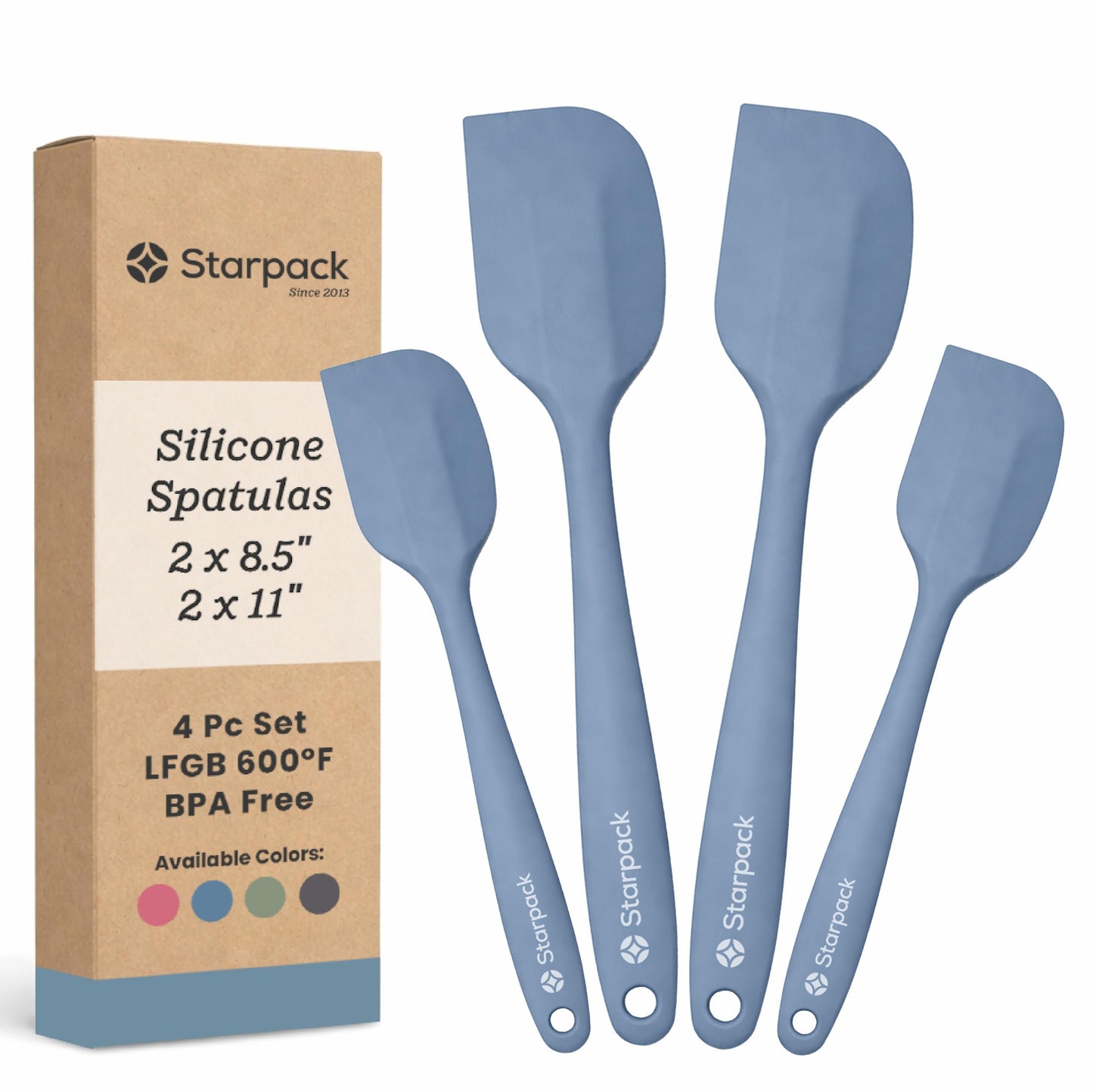 Starpack 'Scrape and Stir' Silicone Rubber Spatula Set (4-Piece) - LFGB Non Toxic, 600°F Heat Resistant, BPA-Free, One-Piece Kitchen Baking Spatulas - Dishwasher Safe for Nonstick Cookware Earthy Pink