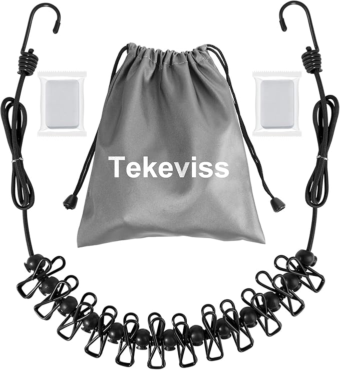 Travel Clothesline,Retractable Clothesline,Travel with Retractable Portable Clothesline (Including 2 Compressible Towels) 12 clothespins, Suitable for Indoor and Outdoor, Outdoor Camping use (Black)
