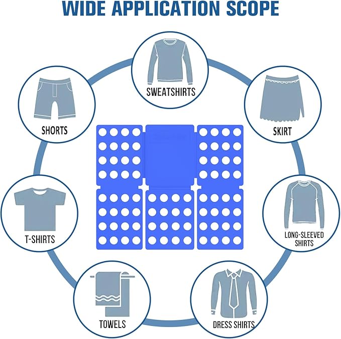 Shirt Folder Mini Folding Board Durable Plastic Shirt Folding Board Easy to Fold Shirts Board Clothes Folding Board Laundry Folder Board Folding Tool for Kids and Adults Blue