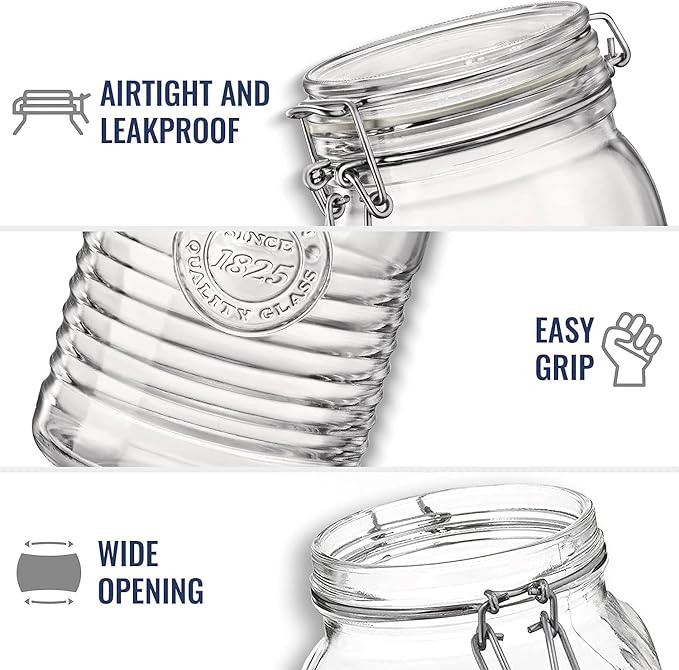 Bormioli Rocco Officina 1825 Jar with Swing Top - Clear, Set of 3