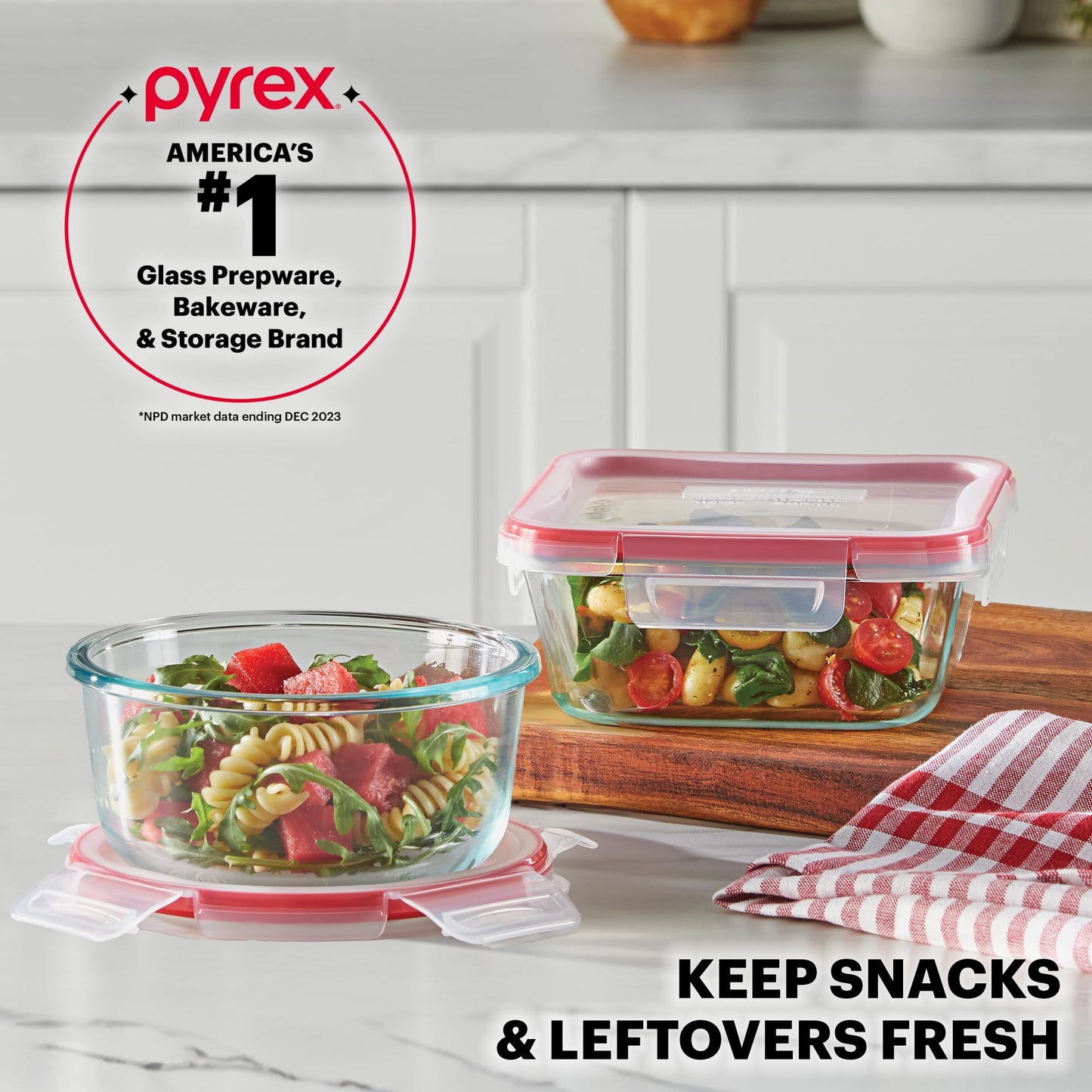 Pyrex Freshlock (7-Pack) Glass Food Storage Containers Set (1, 2, 4 Cup)