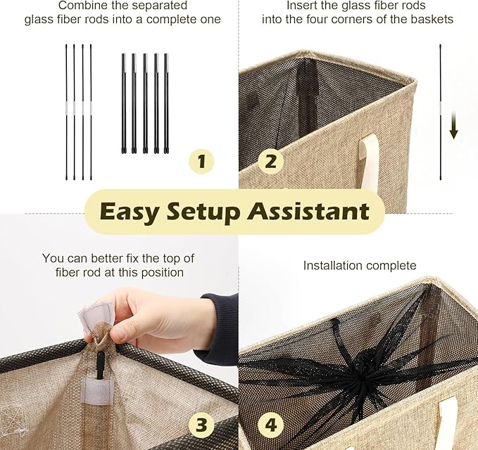 Odonata Slim Laundry Hamper Handles Collapsible Laundry Basket Thin Dirty Clothes Basket Narrow Laundry Bag Foldable Dirty Hamper 45L (Light Khaki)
