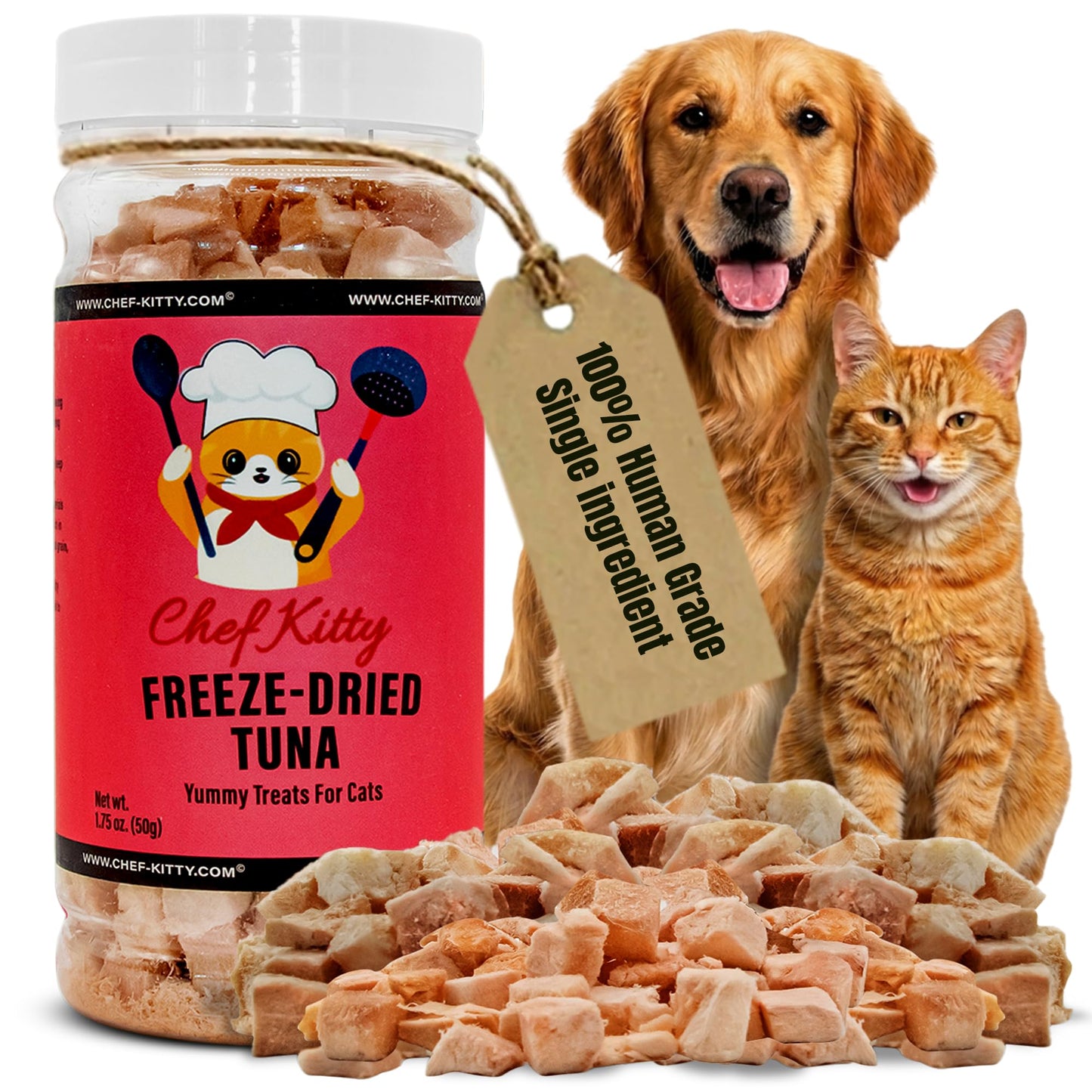 Chef Kitty Wild Caught Freeze Dried Tuna Cat & Dog Treats, Omega-3, 3.5oz