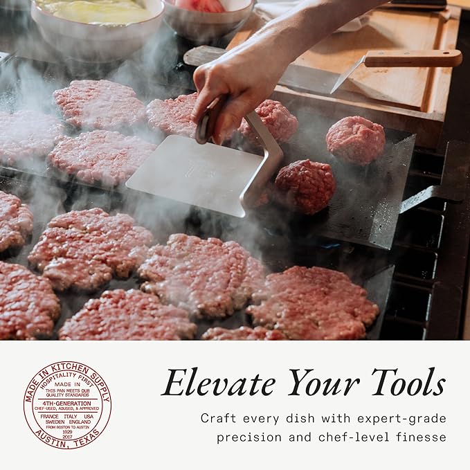 Made In Cookware - Carbon Steel Griddle + Grill Press - Professional Cookware - Crafted in Sweden - Induction Compatible