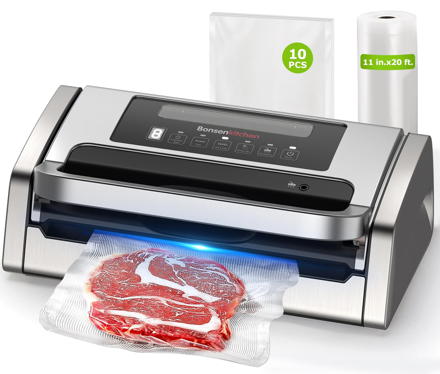 Bonsenkitchen Vacuum Sealer Machine with Globefish Technology, Low-Noise