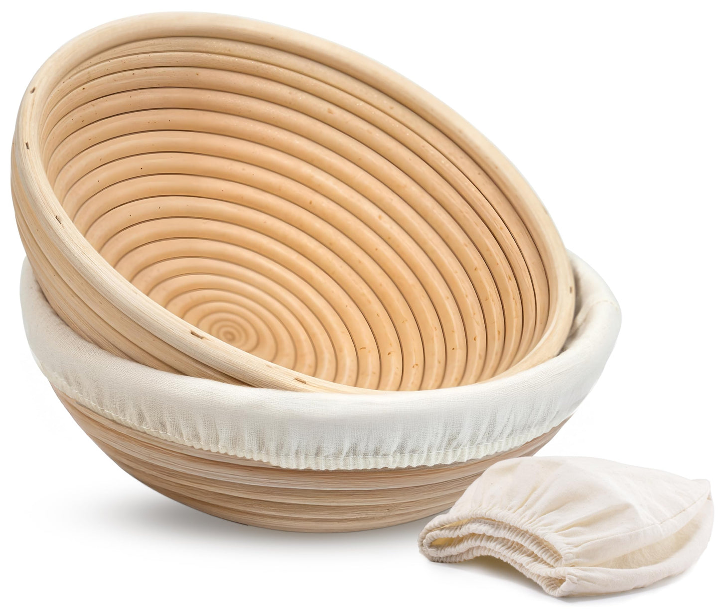 Kook Banneton Bread Proofing Set, Artisan Sourdough Bread Making Kit with Round & Oval Rattan Baskets, Liners, Dough Scrapers, Scoring Lame + Blades, Brush & Dough Cover (Set of 2)