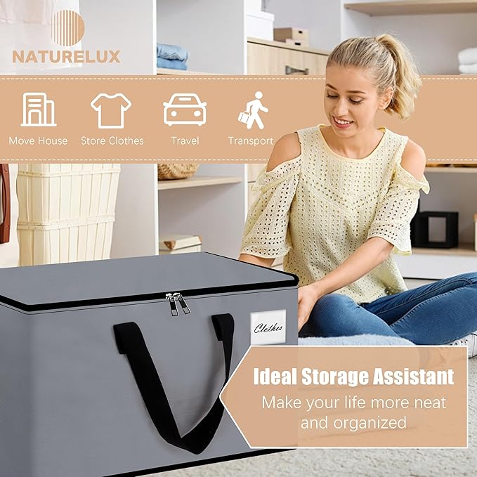 Heavy Duty Moving Bags - Extra Large Packing Bags and Storage Totes, Collapsible and Foldable Option for Moving and Storage, Multicolored, 125 L - 18 Pack