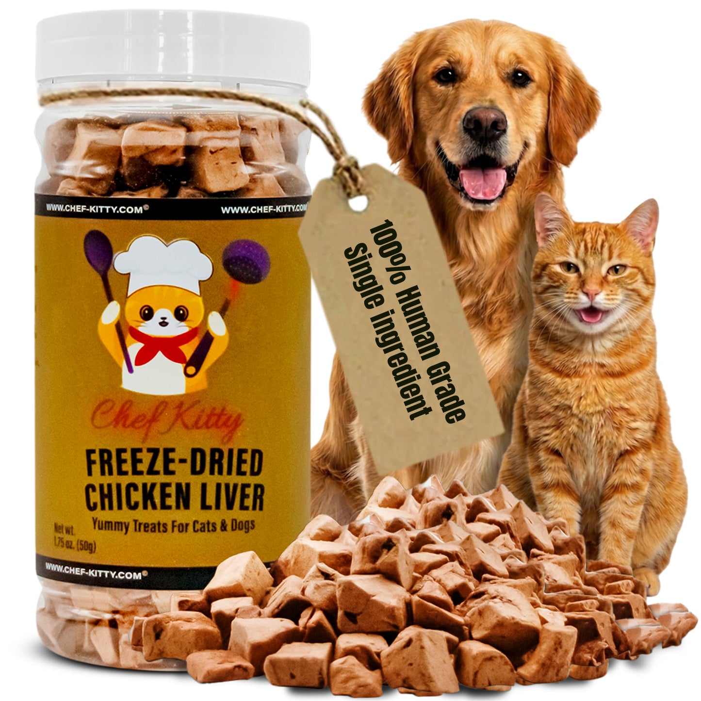 Chef Kitty Freeze Dried Chicken Liver Dog Treats, Single Ingredient, 1.7oz