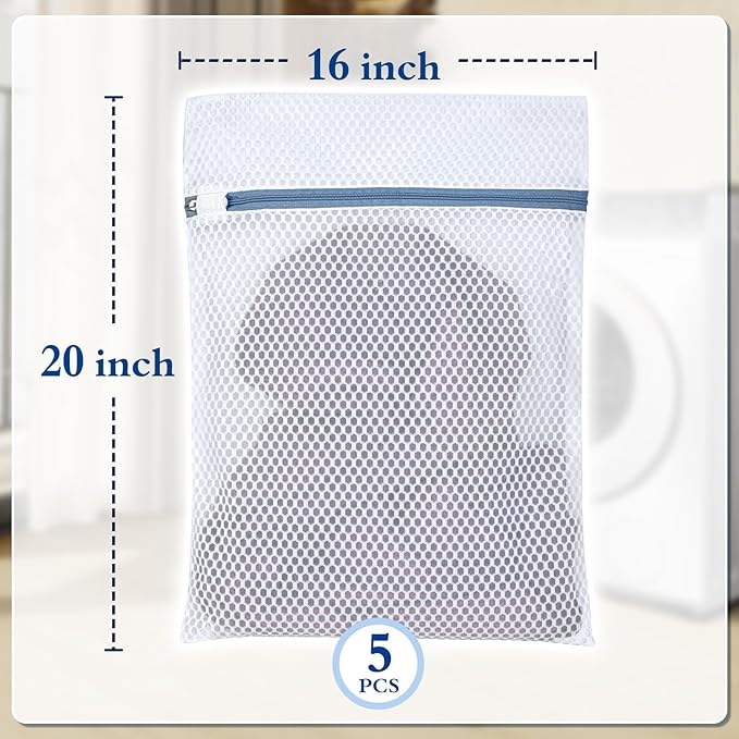 Heavy-Duty Honeycomb Mesh Laundry Bags 5-Pack (16x20 Inch) | Delicates Protector for Lingerie & Baby Clothes