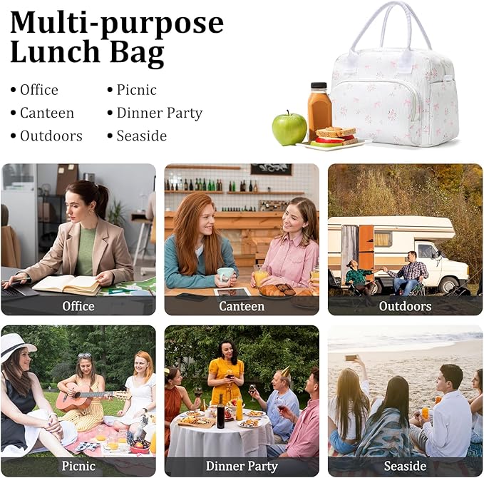 MEXS Insulated Lunch Bag for Women Men Large Reusable Lunch Box Adult Leakproof Portable Cooler Tote Bags for Work Picnic