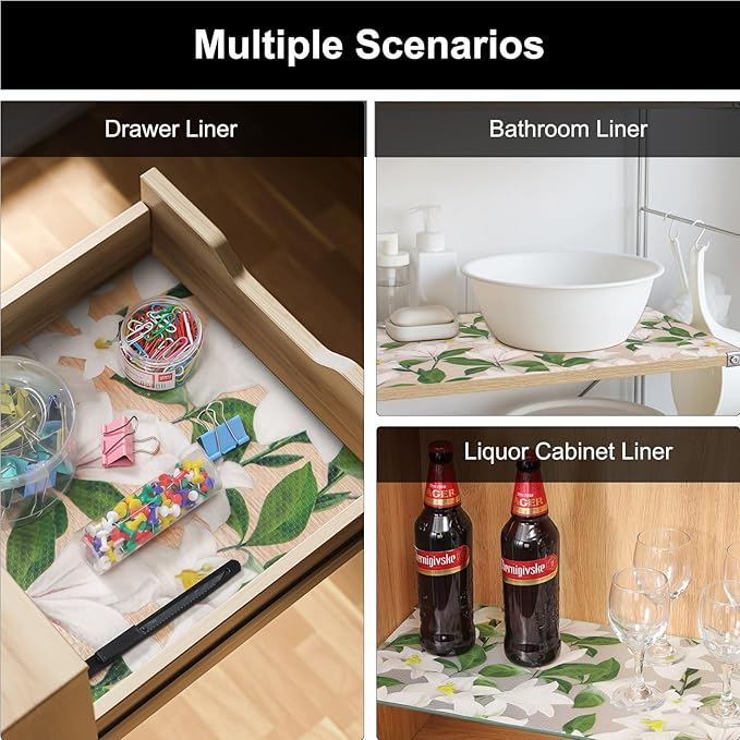 Cooyes Shelf Liner – Premium Non-Adhesive Cabinet & Drawer Liner for Kitchen – Waterproof Shelf Paper with Modern Pattern – Durable EVA Cabinet Mat – Easy to Cut （12" W x 360" L）