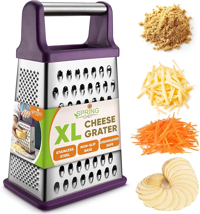 Spring Chef Stainless Steel XL Cheese Grater for Kitchen, Sapphire