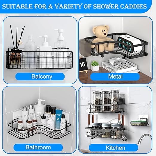 Shower Shelves Adhesive Replacement,10PCS Strong Adhesive Duty Waterproof Transparent PC Material, No Drill Needed Holds 45 lbs for Shower Shelves Bathroom Organizers Kitchen Racks