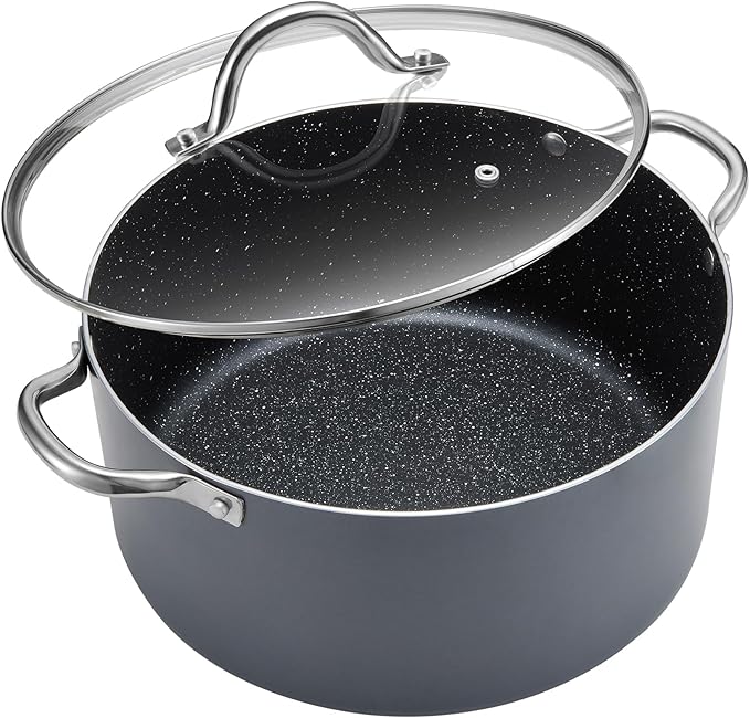 BEZIA 12 Quart Nonstick Stock Pot with Lid, Large Induction Cooking Pot