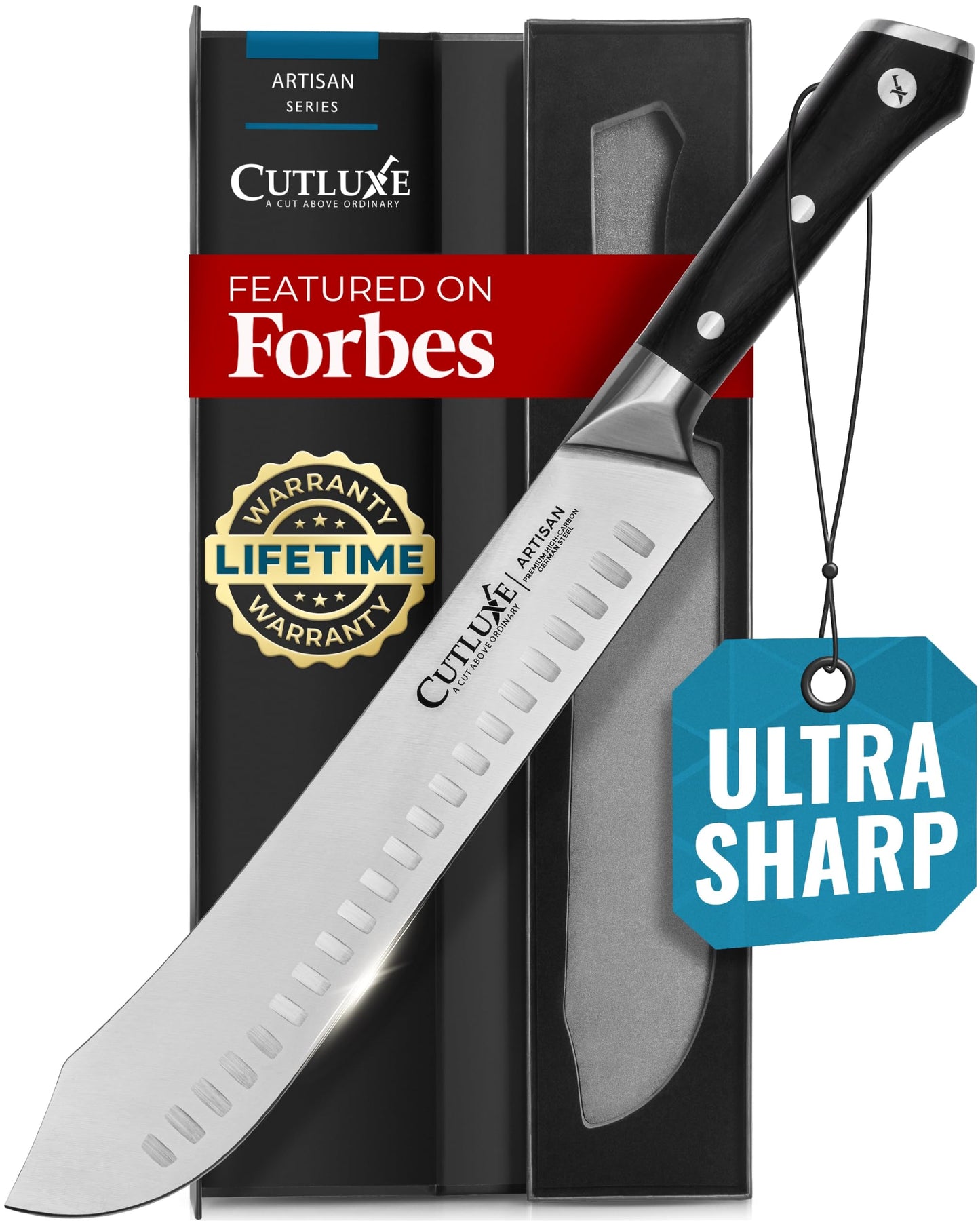 Cutluxe Butcher Knife 10" Bullnose Carving Knife for Meat – German Steel