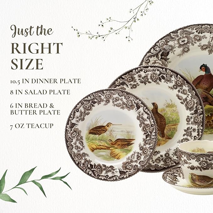 Spode Woodland 5 Piece Place Setting, Pheasant