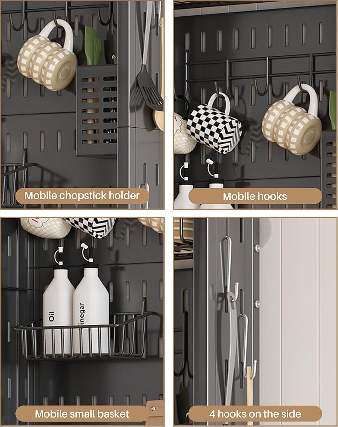 UMDONX Behind The Door Bathroom Shelf Narrow 4-Tier, Metal Storage Rack, Space-Saving Slim Storage Shelf Narrow Shelving Unit for Bathroom and Kitchen Black