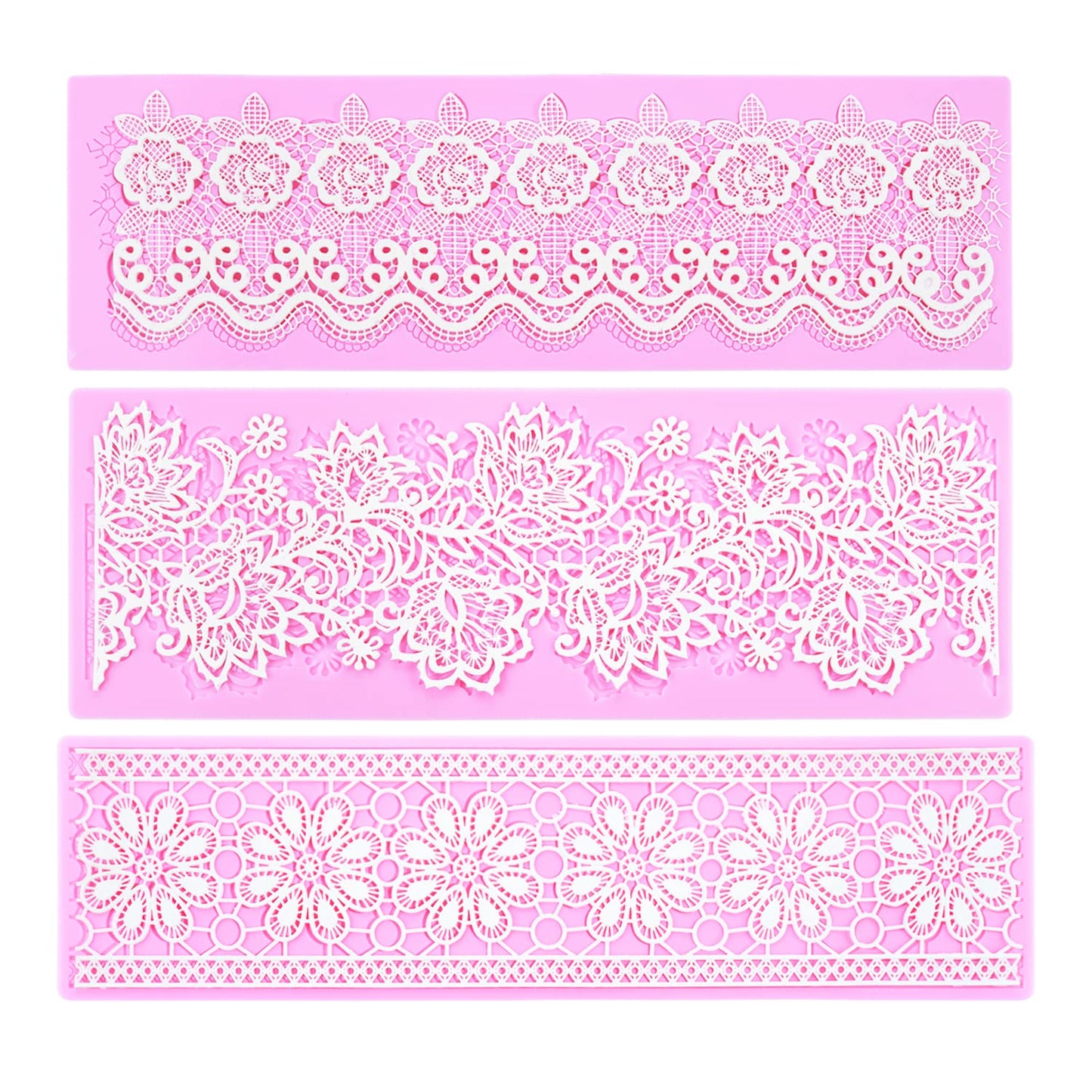 Flower Embossing Candy Silicone Mold Lace Pattern Sugar Craft Cake Decoration, Lace Mat Wedding Cake Decoration Tool