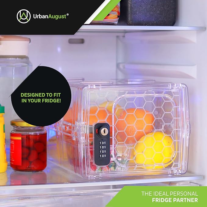 Urban August Lock Box For Food & Medicine - Dual Combination & Keyed Lock Box - Made of Industrial-Grade Plastic - One Size (Clear)