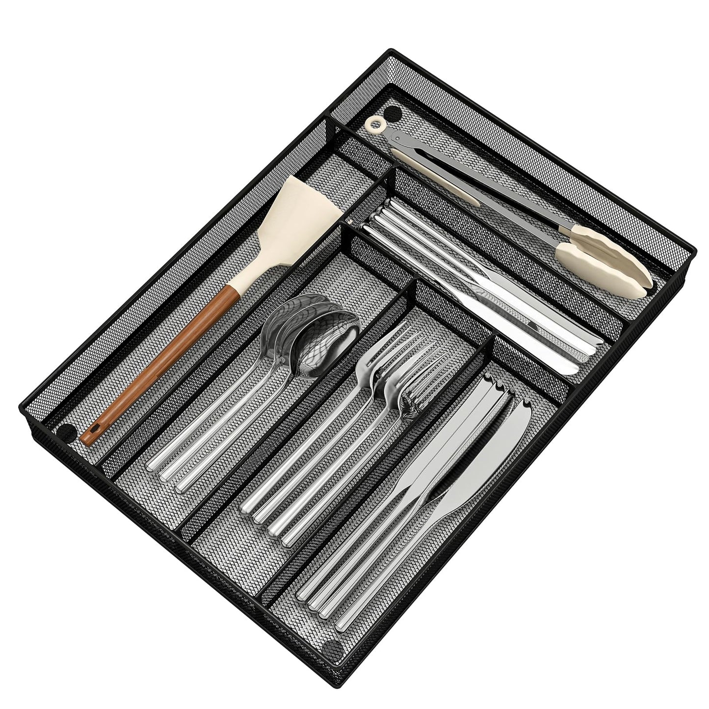 Sedegn mesh silverware tray for drawer: 5 Compartments for Easy Sorting