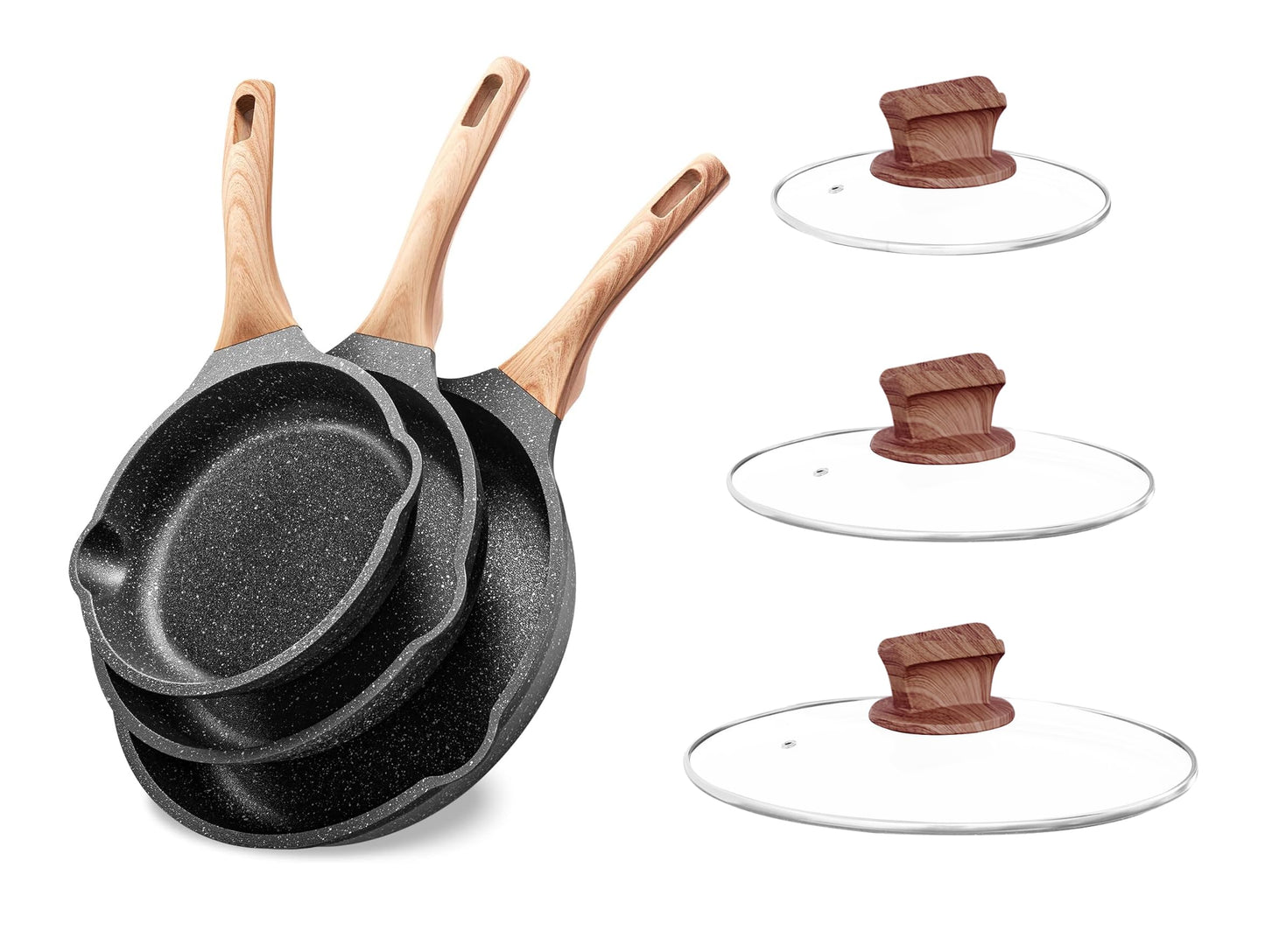 YIIFEEO Frying Pans Nonstick, Induction Granite Skillet Pans