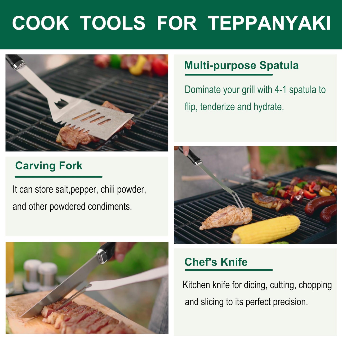 Grilljoy 46PC Griddle Tool Set – Stainless Steel Spatula Kit