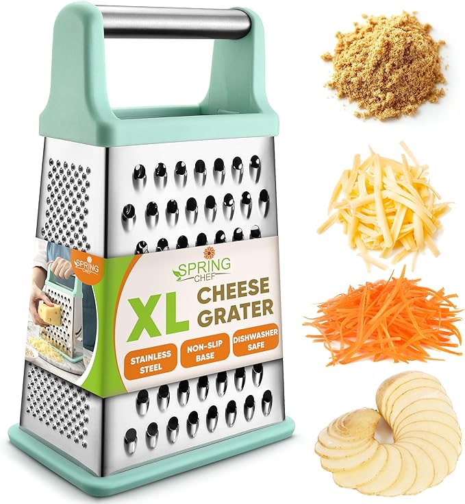 Spring Chef Stainless Steel XL Cheese Grater for Kitchen, Sapphire