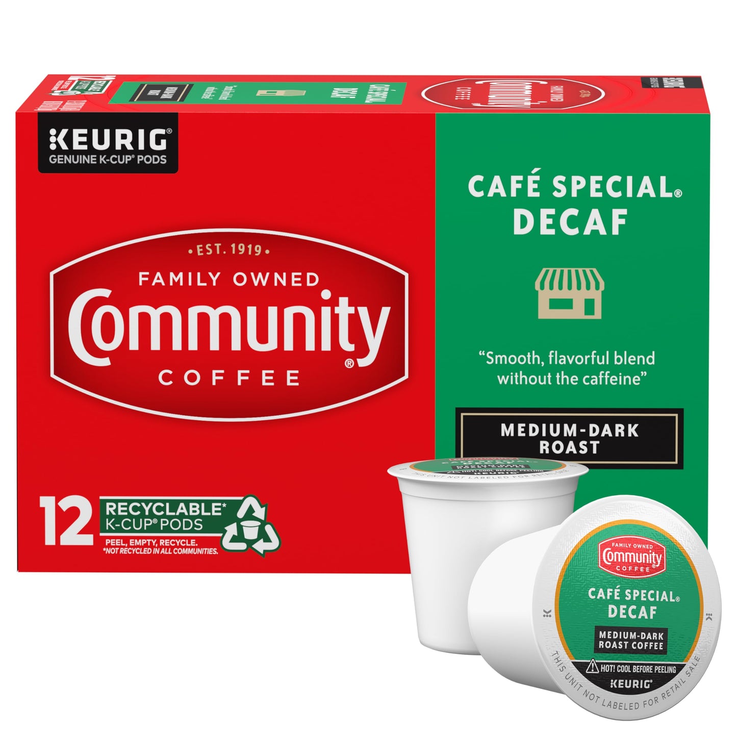 Community Coffee Café Special Decaf, Medium-Dark Roast, Single-Serve Keurig K-Cup Pods, 32 Count (Pack of 1)