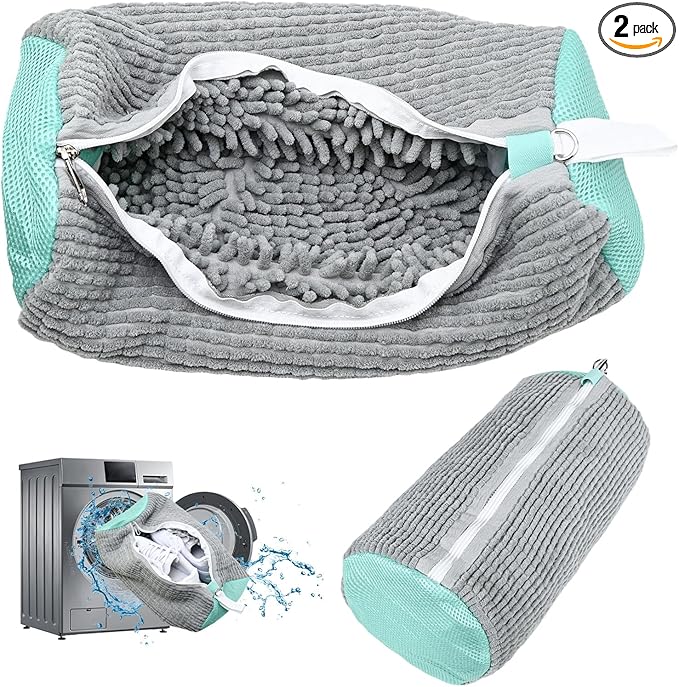 Shoe Washing Machine Bag:Shoe Washing Bag for Dryer & Washer, 2pcs Reusable Laundry Shoe Bag for Sneaker Tennis Shoes Unstain Cleaner Kit XXL (XXL Grey)