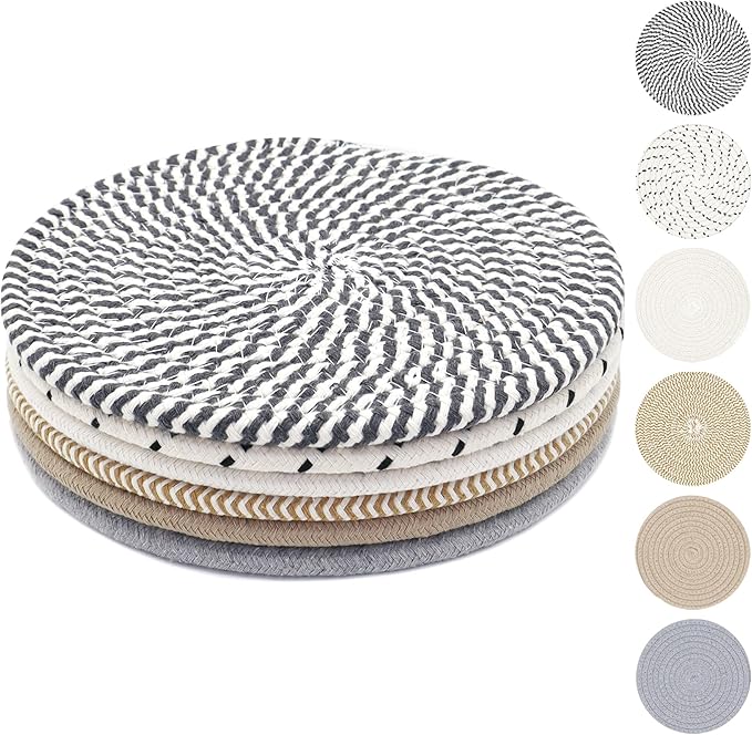 KITLAB 8 Inch Trivets for Hot Dishes, Hot Pots and Pans, 6 Pcs