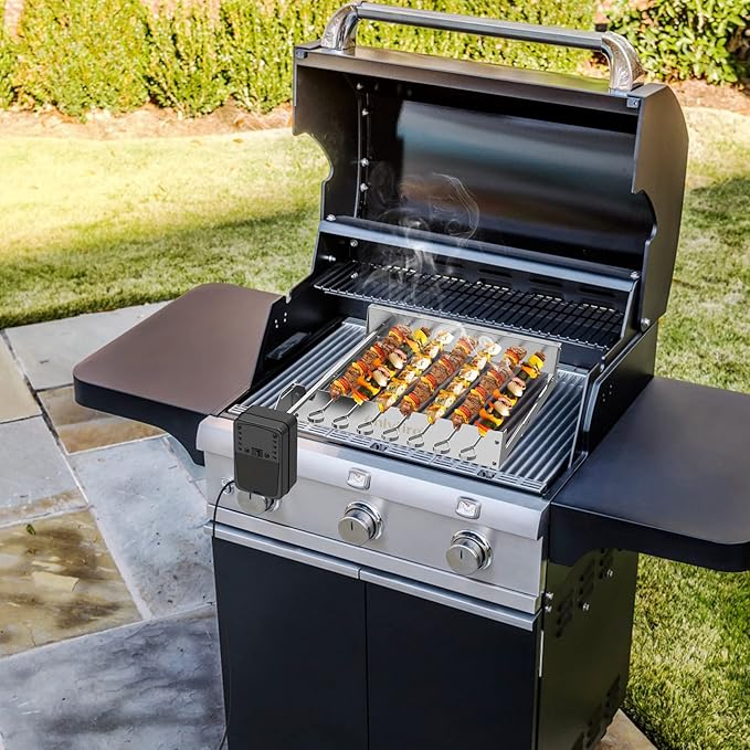 onlyfire Stainless Steel Electric Skewer Turner Rotated Shish Kabob Set