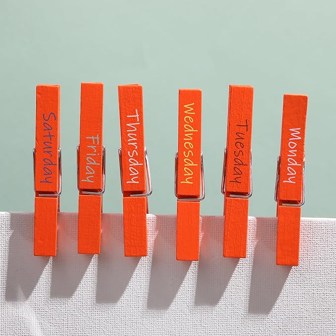 Mr. Pen- Wooden Clothes Pins, Natural Wood, 50 Pack, 2.9 Inch, Orange, Rust Resistant Clothes Pins for Hanging Clothes, Clothes Pins Wood, Clothing Pins, Clothes Pegs, Clothespins, Wood Clothespin