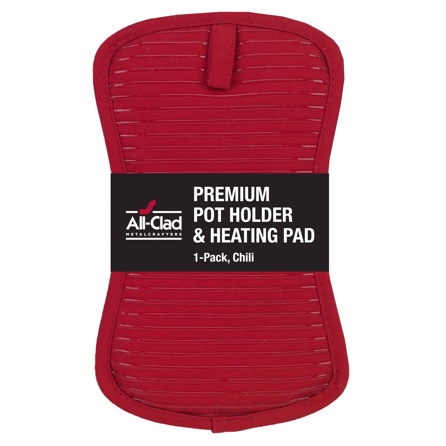 All-Clad Premium Pot Holder & Heating Pad, (1-Pack) Heat Resistant to 500 Degrees, 100% Cotton 10"x6.25" for Kitchen and Barbeque, Chili Red