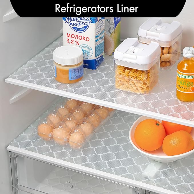 Cooyes Shelf Liner for Kitchen Cabinets – Non-Adhesive Waterproof Drawer Liner – Durable EVA Material Easy-to-Cut Shelf Paper for Refrigerator, Cupboard, Dresser with Modern Pattern