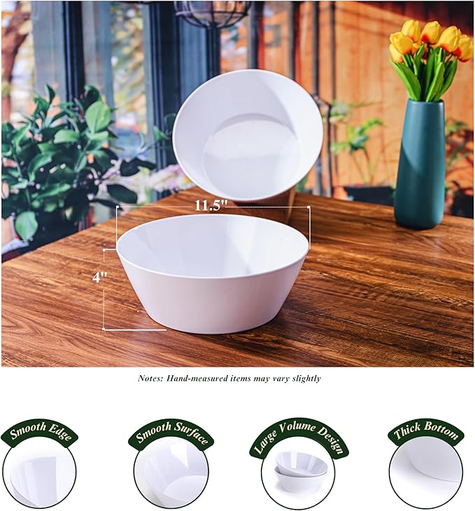 MIYOPESI 11.5-Inch Melamine Mixing Bowls (Set of 2) - Unbreakable and Reusable Large Serving Bowls, Stackable and Dishwasher-Safe - Versatile for All Meals