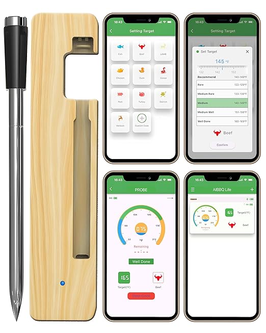 Grill Sync Wireless Meat Thermometer for Grilling, Smoking, Bluetooth