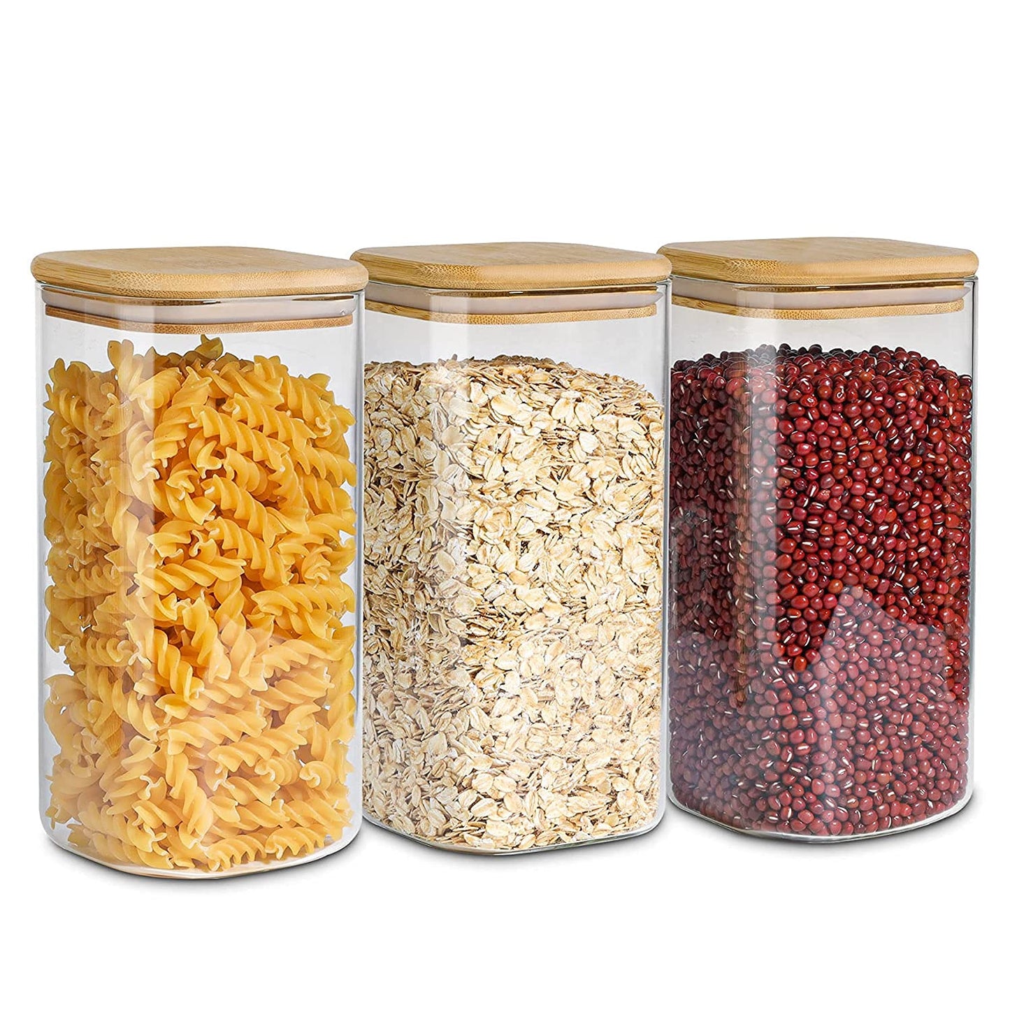 ComSaf Square Glass Containers with Lids 0.6 Qt, Set of 6 Small Glass Jars