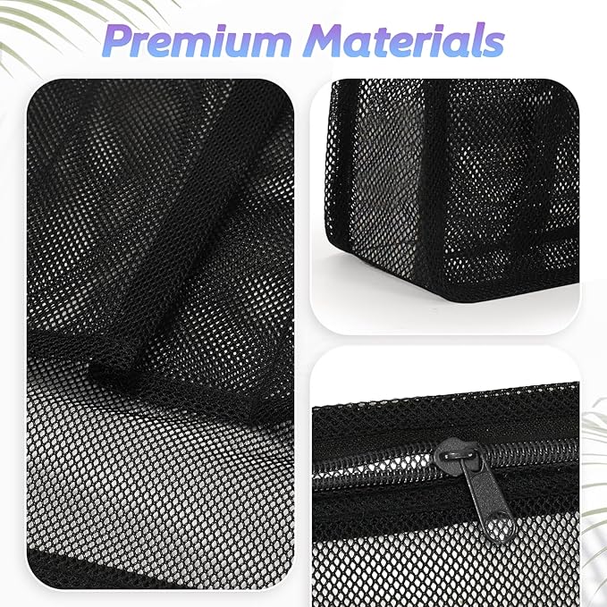 Portable Mesh Shower Caddy, Gym Travel Camp Dorm Room Essentials for College Student Boy Girl, Bathroom Shower Bag - Black