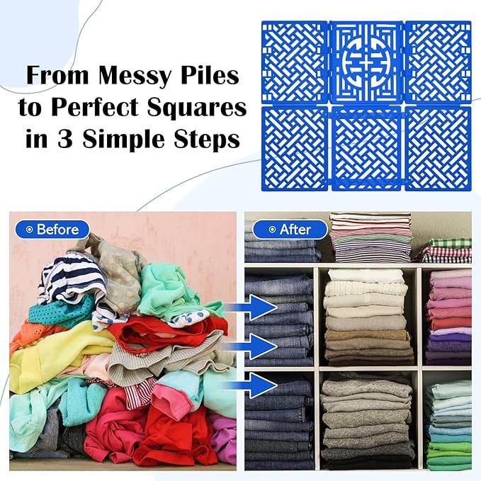 Geniusidea Shirt Folder Board for Closet Organization, Clothes Folding Board to Make Clothes Tidy, Laundry Folding Board Liner Sorter, Blue